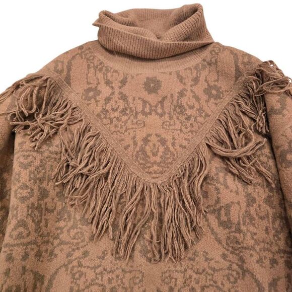 Grey Collective Fringe Sweater Women's Large Brown Long Sleeve Pullover Stretch - Picture 4 of 7
